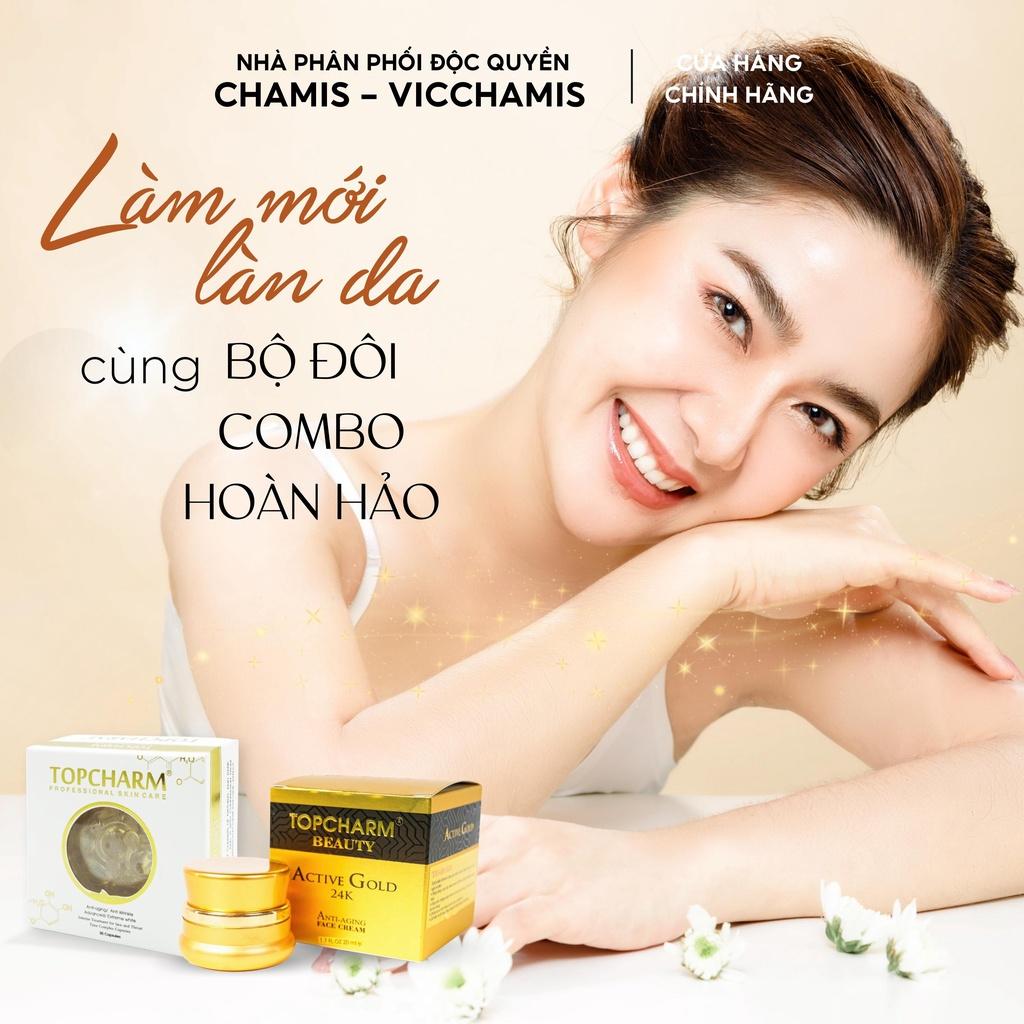 Combo kem dưỡng và serum tái tạo, săn chắc trẻ hóa, dưỡng da trắng hồng Topcharm