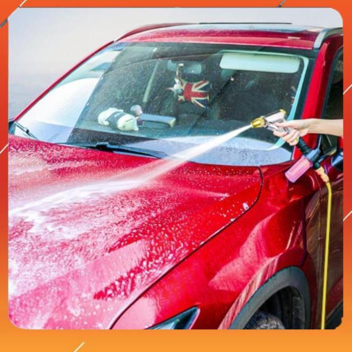 ️Evoucher Bộ dây vòi xịt nước rửa xe, tưới cây đa năng, tăng áp 3 lần, loại 7m, 10m 206236 đầu đồng, cút, + mở chai