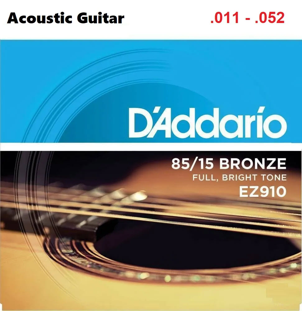 Bộ Dây Đàn Acoustic Guitar Cỡ 11 (.011-.052) - Dây Đàn Guitar Acoustic EZ910 Size 11 - EZ910. EZ910 EZ890 EZ900 EZ920 EZ930 Great American Bronze Acoustic Daddario Guitar Strings, Made in USA