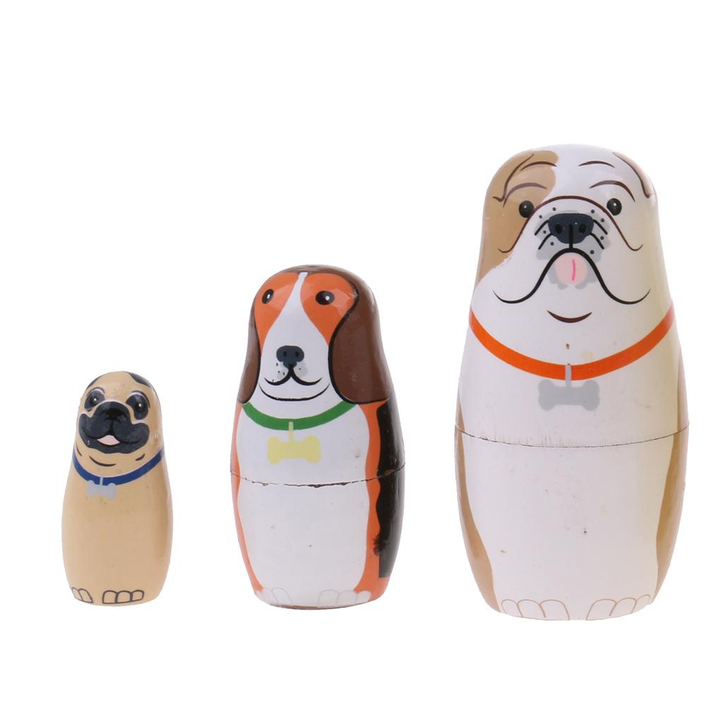 5pcs Animals Printed Wood Babushka Russian Nesting Doll Matryoshka Toy Gift