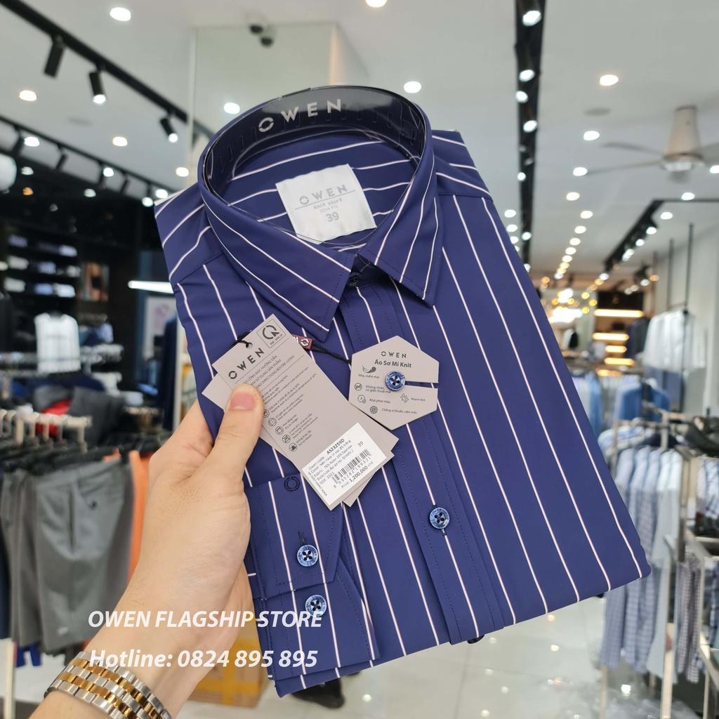 OWEN - Áo sơ mi nam dài tay dáng SLIMFIT sợi KNIT cao cấp - Mã AS23259D