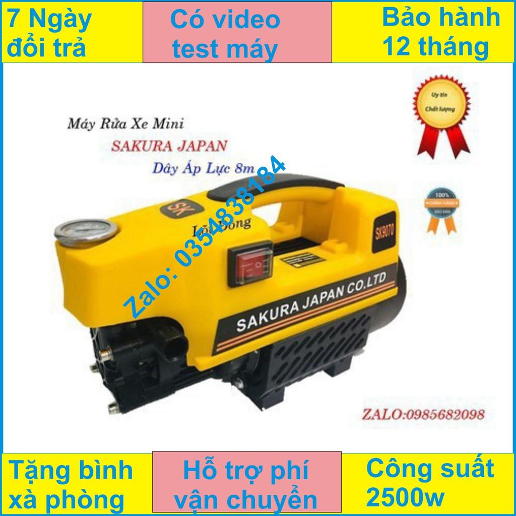 Máy rửa xe Nhật Bản sakura-2500W-lõi đồng-tặng bình tạo bọt, Dây áp lực 15m