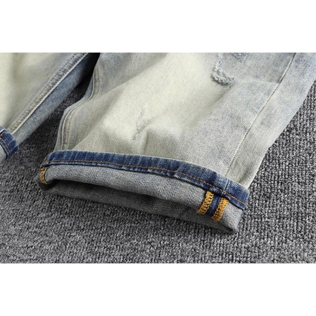 Quần short jean wash bụi phong cách Retro_Vinstage dã ngoại - jean sáng