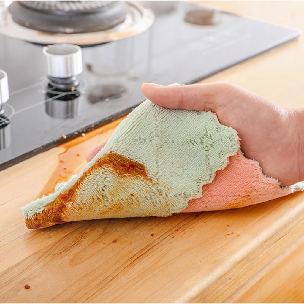 Khăn lau bếp Combo 10 Khăn lau đa năng 2 LỚP siêu thấm nước , siêu mềm mịn lau bếp, lau kính, lau bát tiện lợi