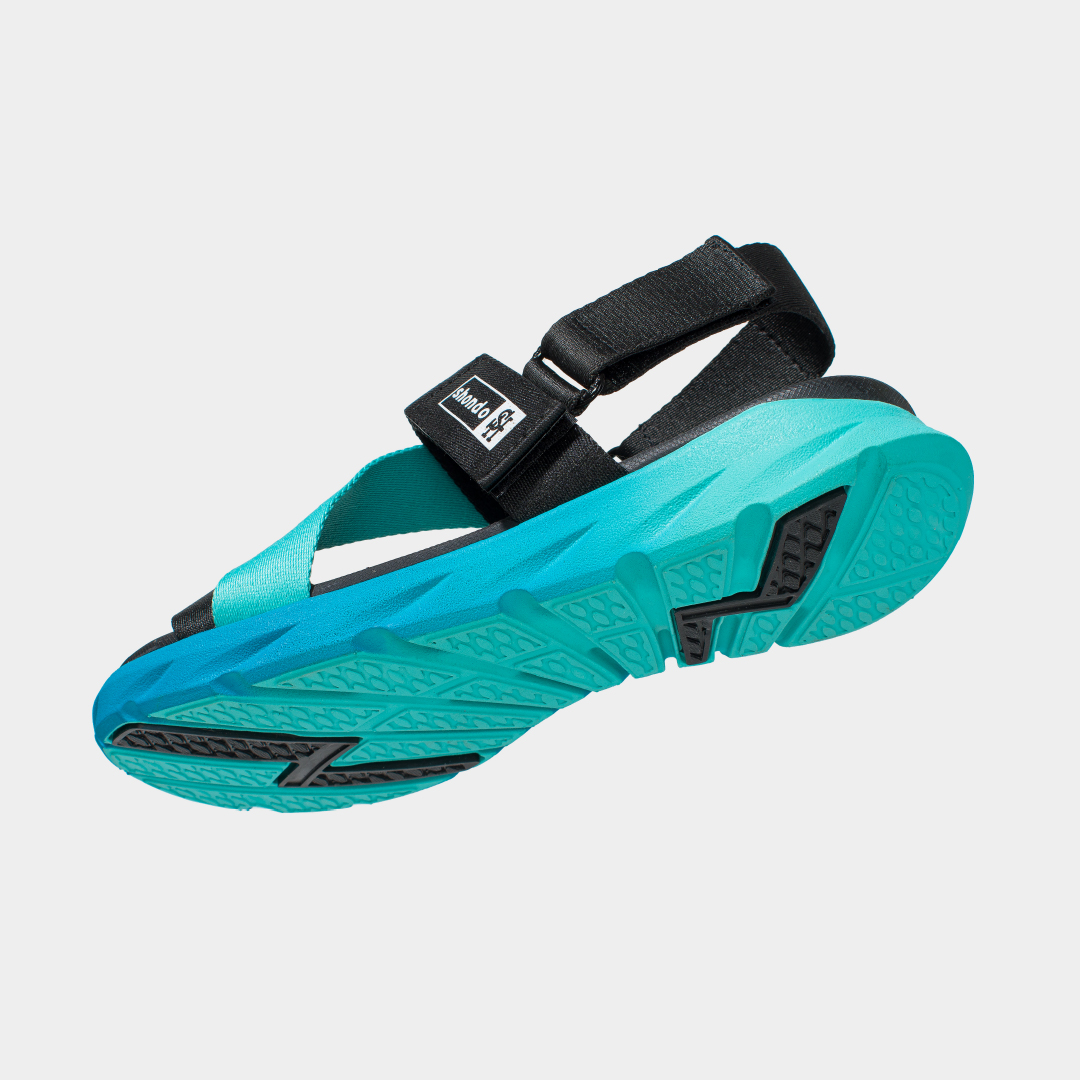 Giày Sandals Nam Nữ Shondo F6 Sport Đế Ombre Xanh Dương Quai Xanh Đen F6S3540