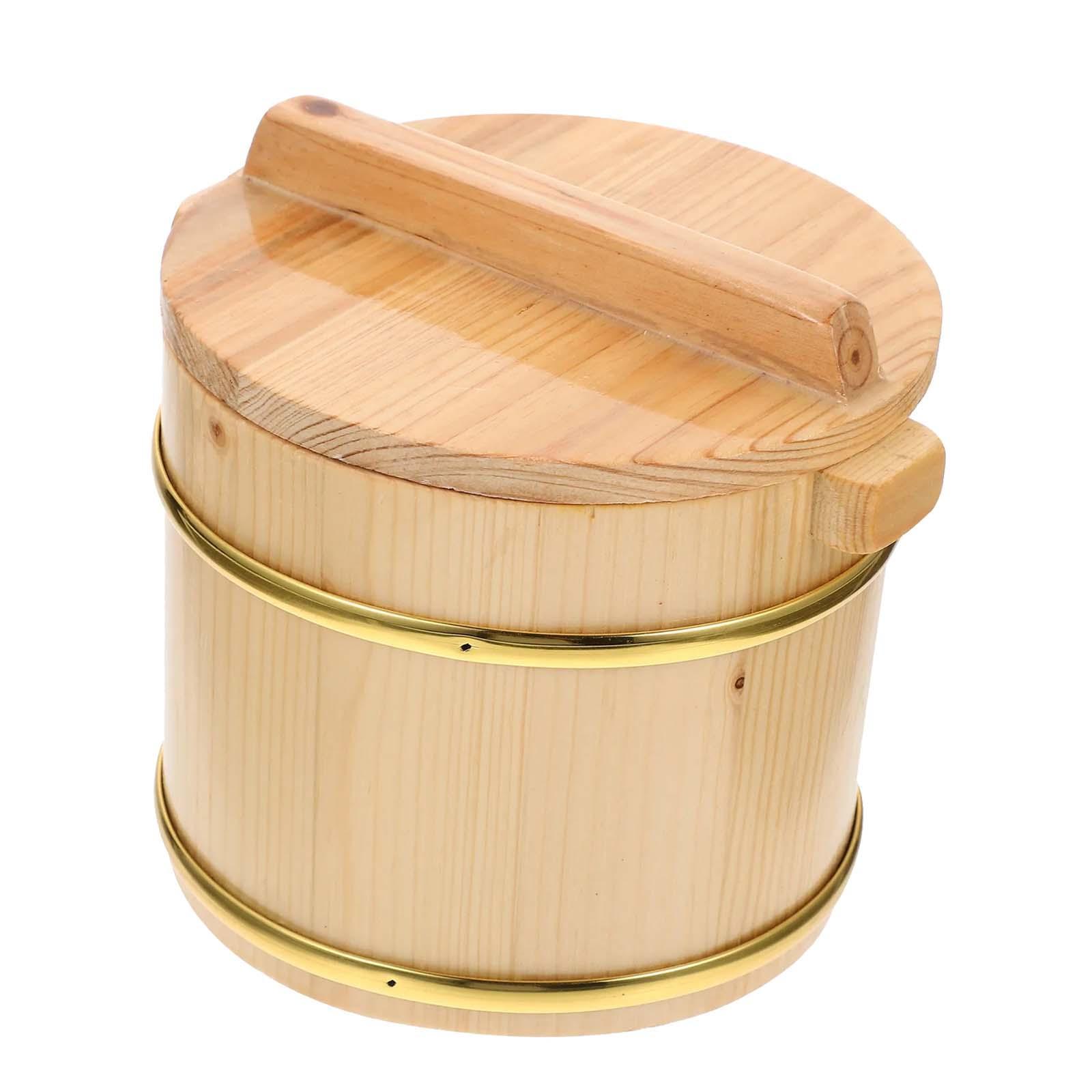 Japanese Rice Bucket, Wooden Sushi Rice Bowl, Reusable 16cm for Restaurant Kitchen Home