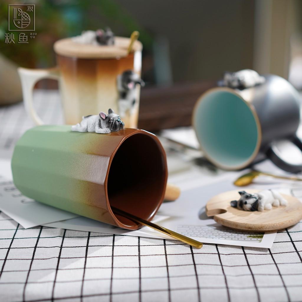 Cốc Uống Nước Có Nắp Và Muỗng Hình Cá Dễ Thương Cho Thú Cưng