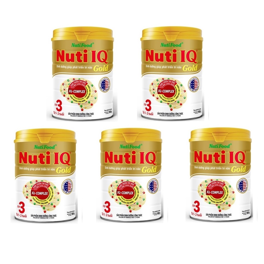 Bộ 5 Lon Sữa Nuti IQ Gold Step 3 900g (trẻ 1-2 Tuổi)