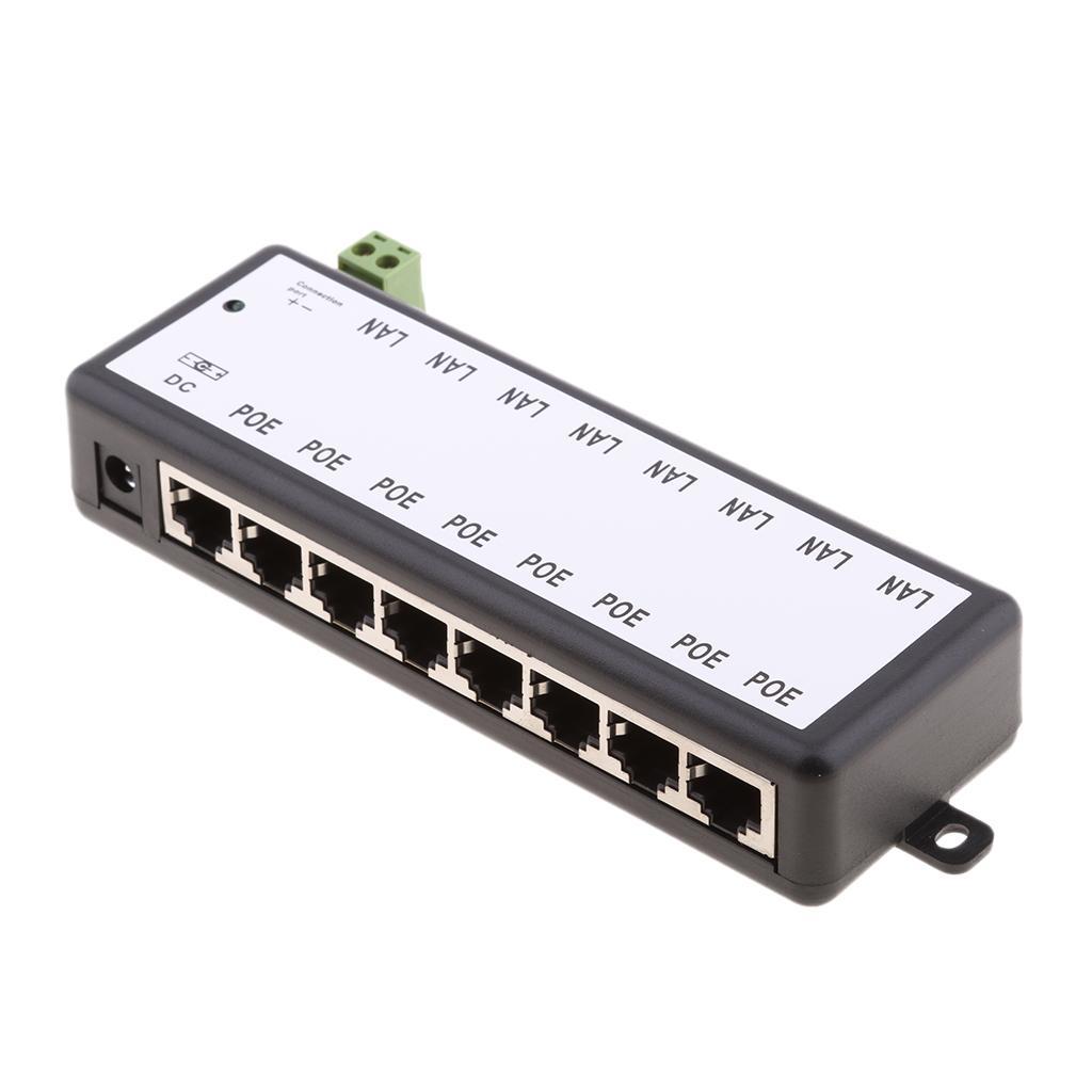 2Pcs POE Injector Switch Module 4 Ports + 8 Ports Adapter Adaptor Combo Item for Ethernet Wireless Security CCTV