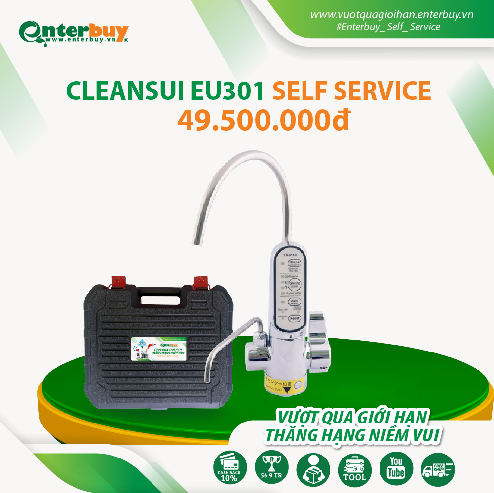 Máy lọc nước ion kiềm Mitsubishi Cleansui EU301_Self_Service nhập khẩu Nhật Bản bao gồm bộ dụng cụ và hướng dẫn tự lắp đặt tại nhà từ A đến Z by Enterbuy Việt Nam - Hàng chính hãng