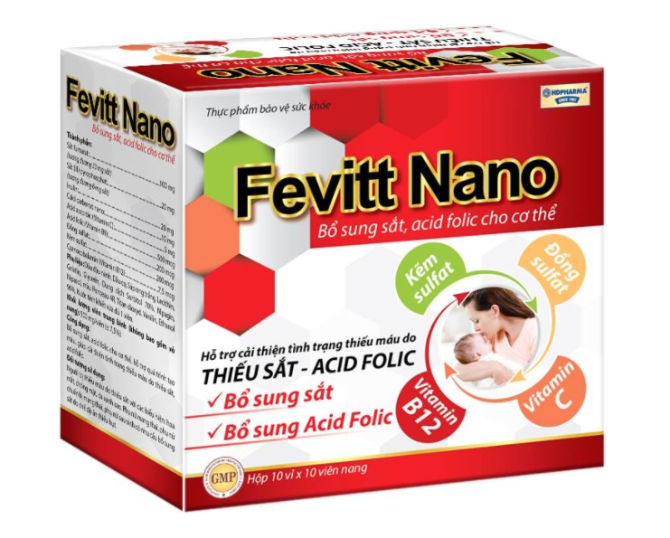 Viên uống bổ máu Fevitt Nano HDPHARMA bổ sung Sắt hữu cơ, Acid Folic - 30 viên 