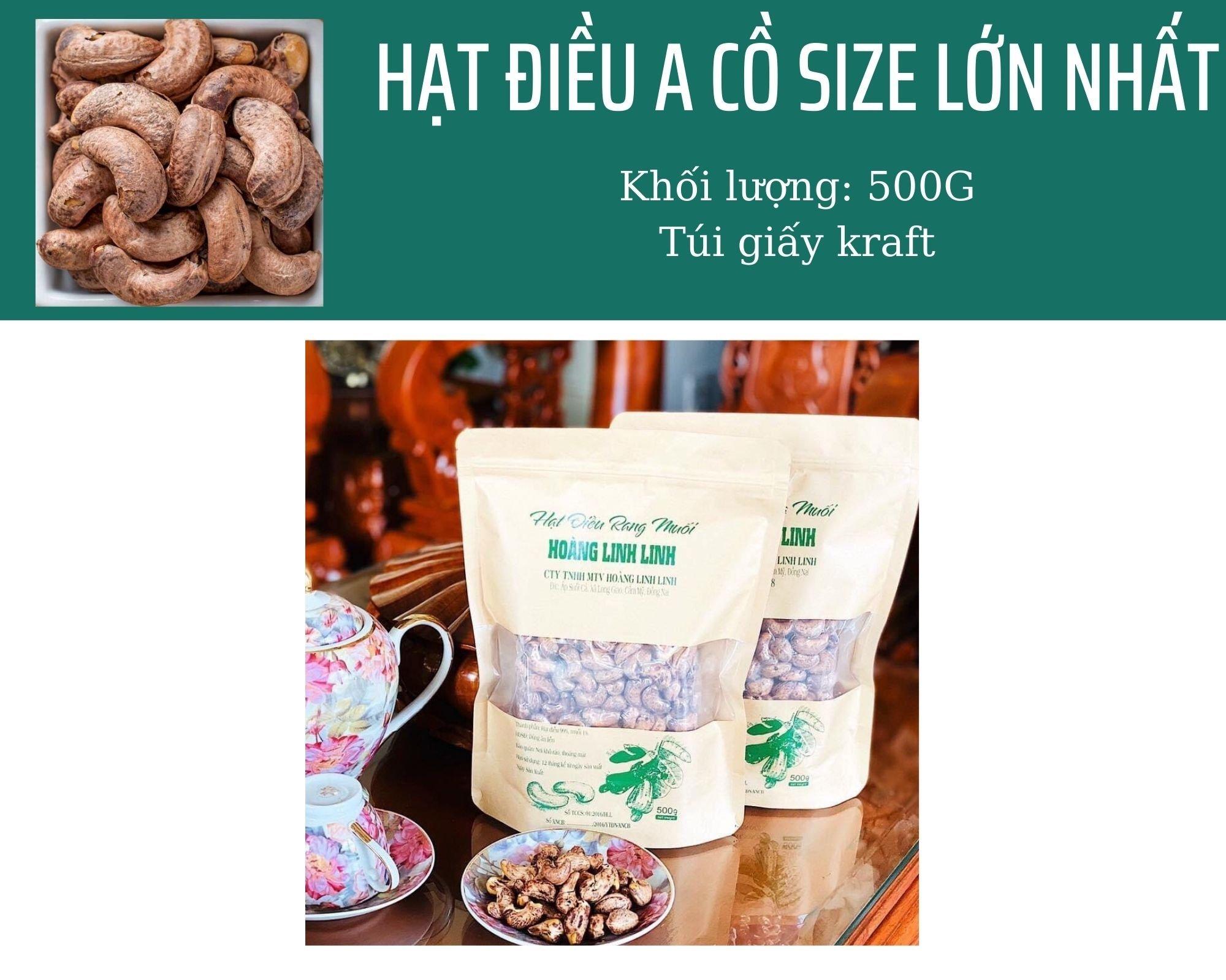 HẠT ĐIỀU RANG MUỐI SẠCH VỎ LOẠI A  - TÚI GIẤY 500 - 500g