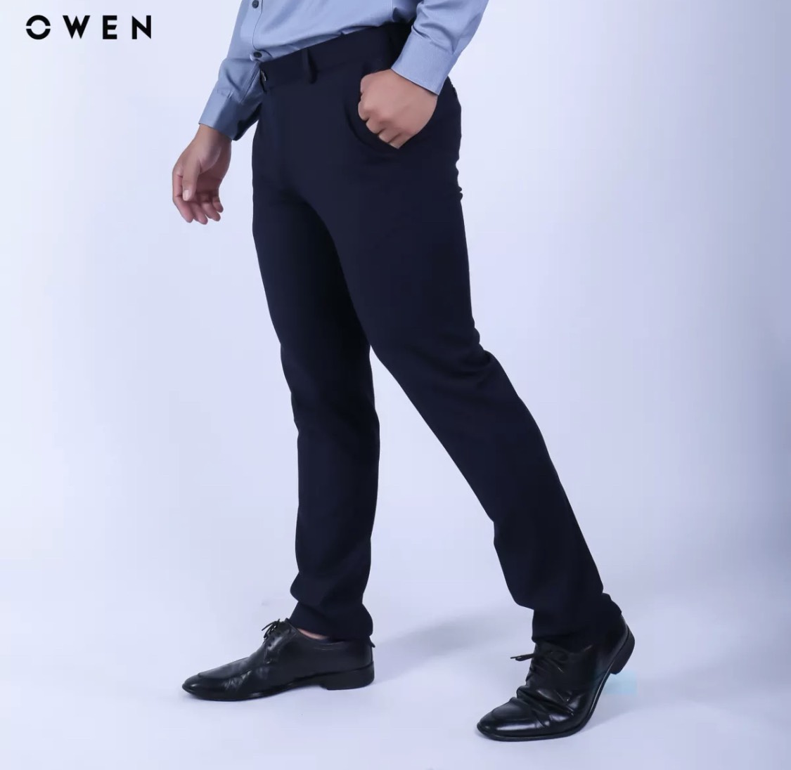 OWEN - Quần âu nam dáng SLIMFIT có cạp tăng đơ co dãn màu Navy đậm
