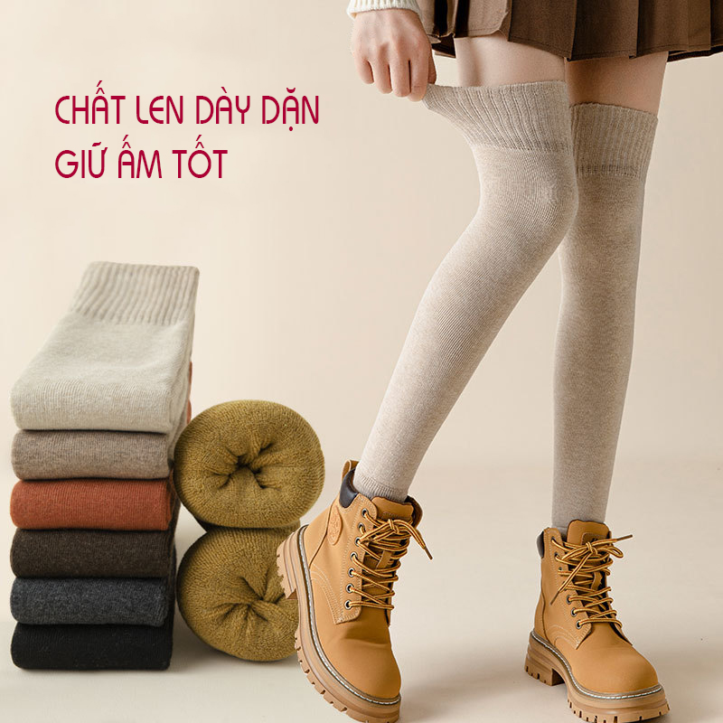 Tất Ông Chân, Tất Đùi Giả Boot Len Dày Thu Đông Làm Thon Gọn Chân PK519