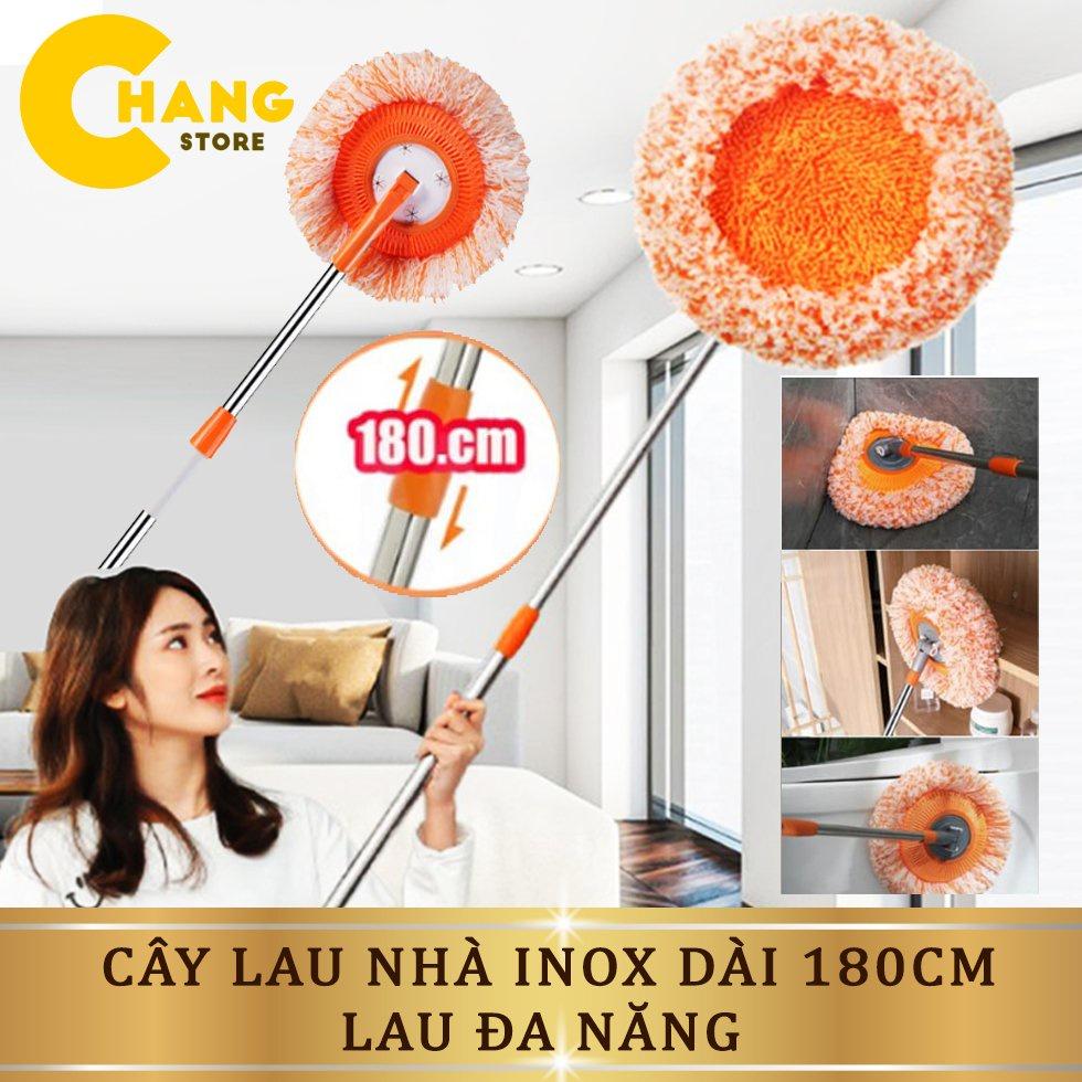 Chổi Lau Trần Nhà, Cây Quét Trần Nhà Hình Hoa Hướng Dương Đa Năng Xoay 180 Độ Cán Inox Dài 180cm