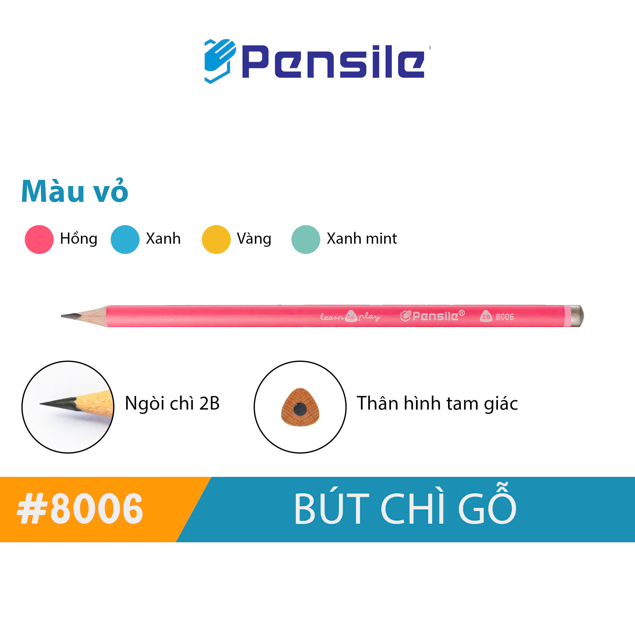 BÚT CHÌ GỖ 2B PENSILE 8006 MARVY UCHIDA PHÙ HỢP VIẾT - VẼ HỌC SINH, SINH VIÊN