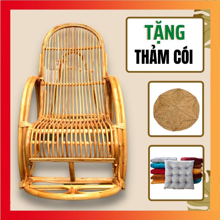 Ghế mây thư giãn bập bênh ban công HOME MÂY chất liệu mây 100% (Tặng Kèm Thảm Cói