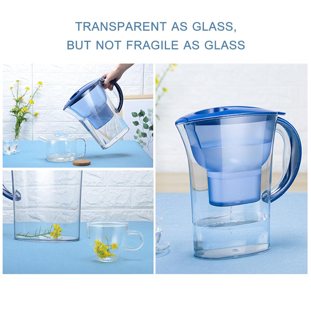 Bình lọc nước gia đình trong suốt 2.5L với lõi lọc bằng than hoạt tính