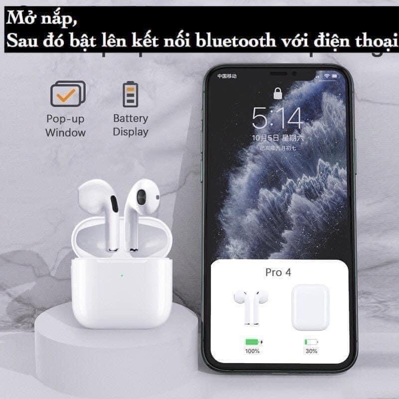 i nghe bluetooth không dây Pro4 CAVARA 5.0 nút cảm ứng âm thanh HIFI có mic đàm thoại cho Android-iphone (Hàng chính hãng)