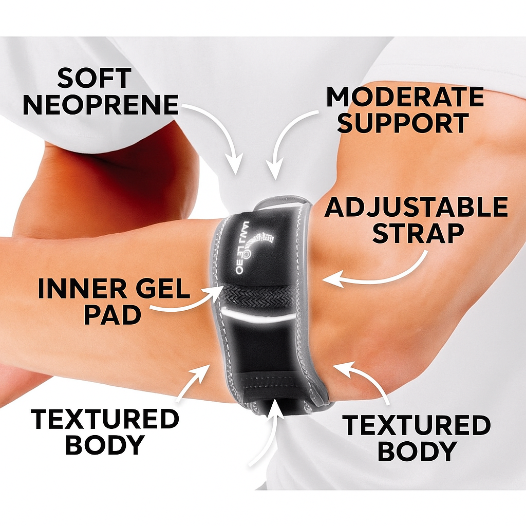￼(Hàng chính hãng Mueller – USA) Băng Bảo Vệ Khủyu Tay Mueller HG80 - Tennis Elbow Support (79018)