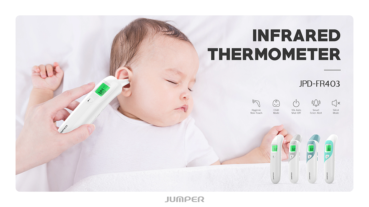 Nhiệt kế điện tử hồng ngoại đo trán và tai Jumper JPD-FR403 hàng xuất Đức