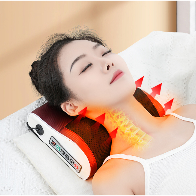 Gối Massage Đa Năng Hồng Ngoại SK001.1 - Máy Mát xa Toàn Thân Nhiệt Hồng Ngoại - Chuyên Sâu Cho Cổ, Vai Gáy, Lưng Dưới, Đùi, Chân - Sử Dụng Tại Nhà, Văn Phòng, Trên Ô Tô (Kèm Adepter)