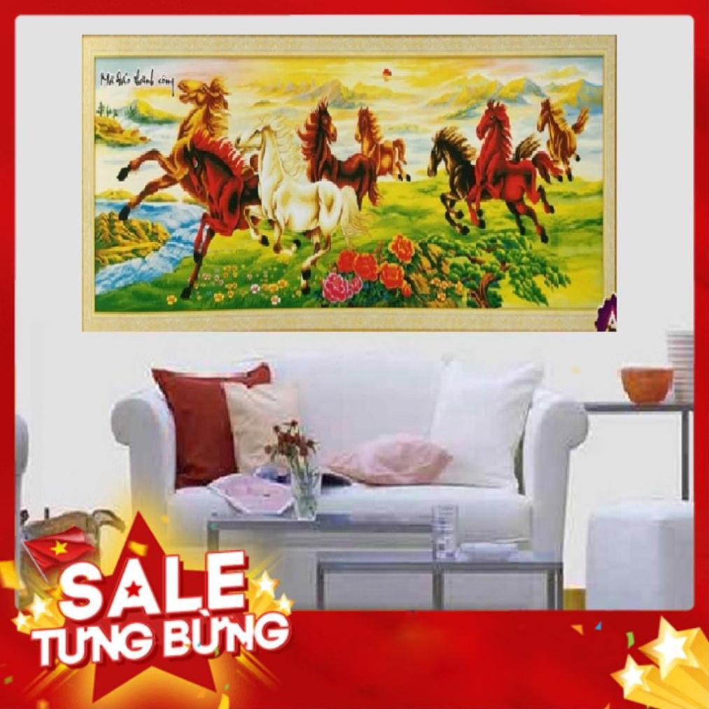 TRANH ĐÍNH ĐÁ MÃ ĐÁO THÀNH CÔNG KHỔ LỚN KT 220*75CM TRANH CHỨA ĐÍNH DF140