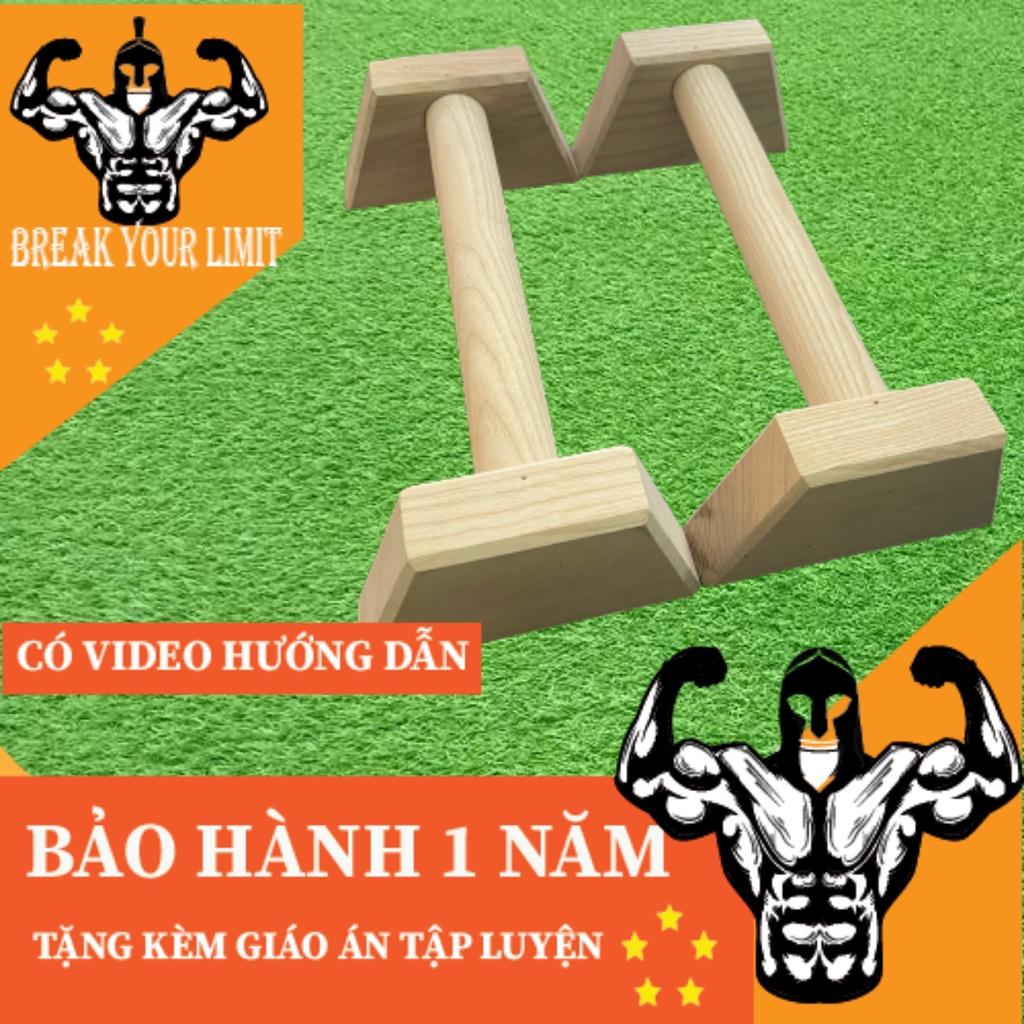 Parallettes gỗ thông dụng cụ hít đất, chống đẩy tập cơ ngực,planche,handstand,hướng dẫn tập calisthenics, gym, yoga