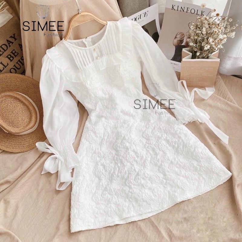 Váy thiết kế Simee gấm xốp cổ bèo