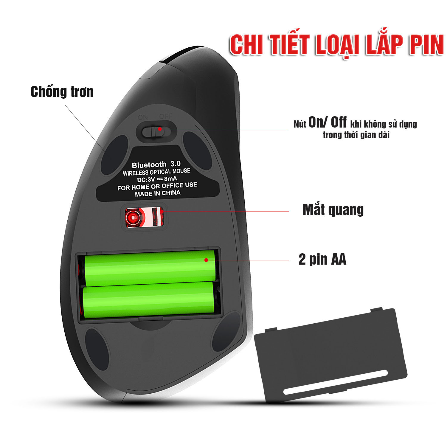 Chuột đứng không dây Wireless 2.4G, Bluetooth, DPI điều chỉnh 3 cấp, cho Gaming, Văn phòng, Designer 6 nút, chống mỏi cổ tay Dan House HXSJ T24, T24, T29, Pin sạc- Hàng chính hãng