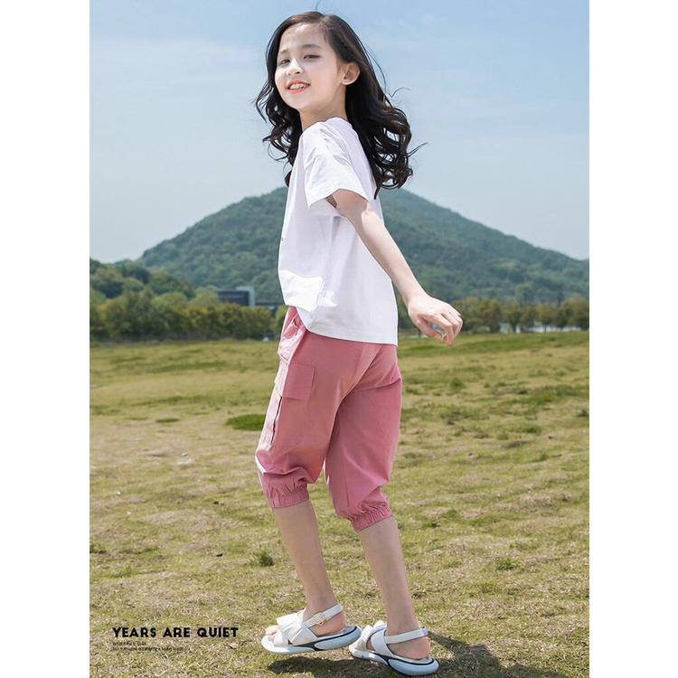 Bộ quần áo thun hè cho bé gái 4-14 tuổi, bộ quần áo hè cho nữ 14-45kg "MIONI GHT" thiết kế năng động. Hàng may kỹ.