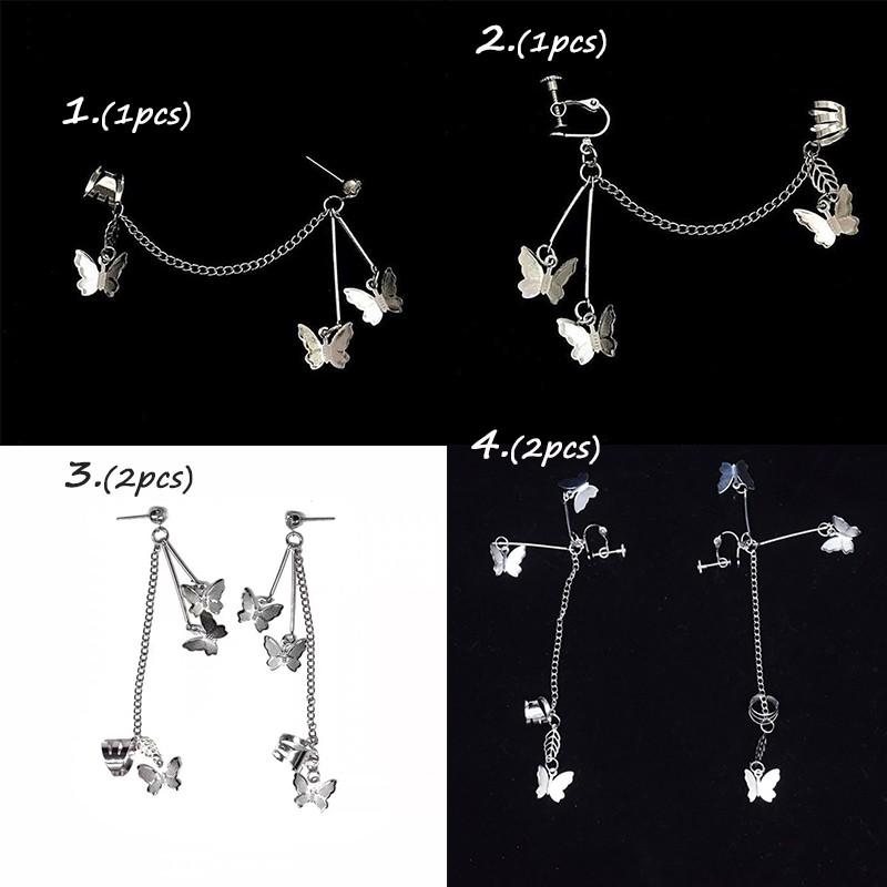 Bông tai hợp kim dáng dài trang trí tua rua hình bướm thời trang cho nữ