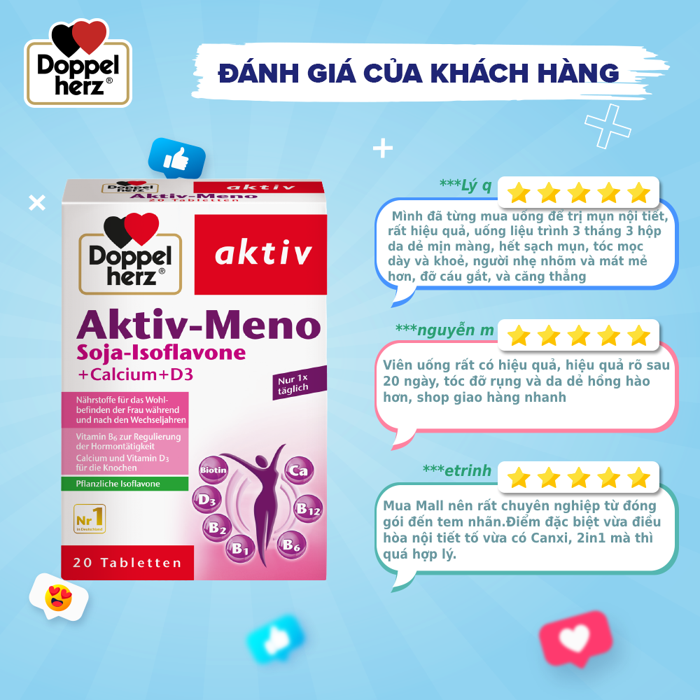 Combo 03 hộp viên uống cân bằng nội tiết tố Doppelherz Aktiv Meno