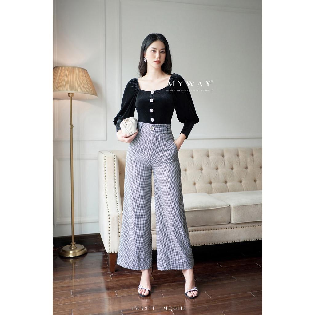 Quần Tây Nữ MY WAY Dáng Ống Rộng Kẻ Caro Sang Trọng 1MQ0143