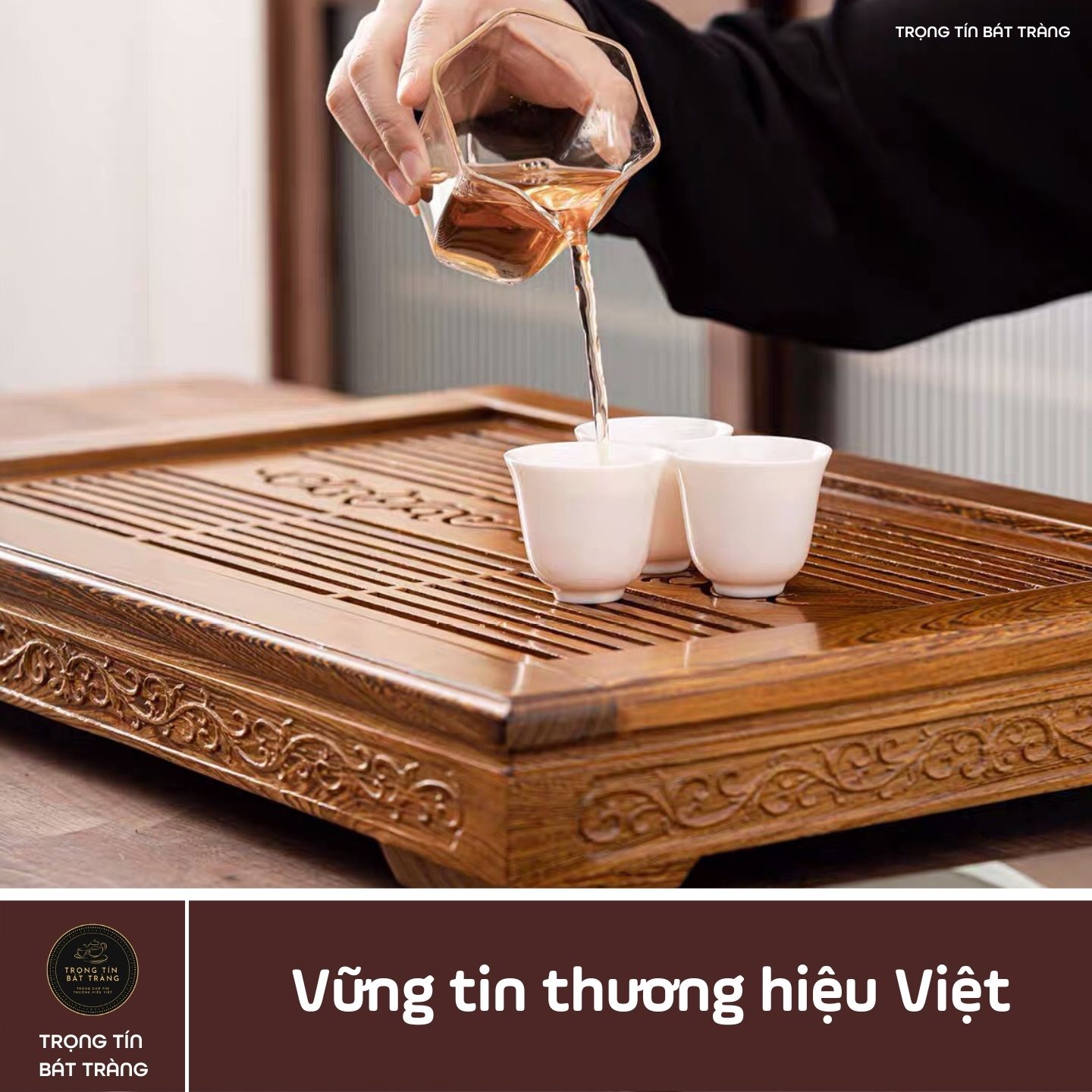 KT 33 Khay Trà Tre Cao Cấp Chữ Nhật Kích Thước 57*37*7
