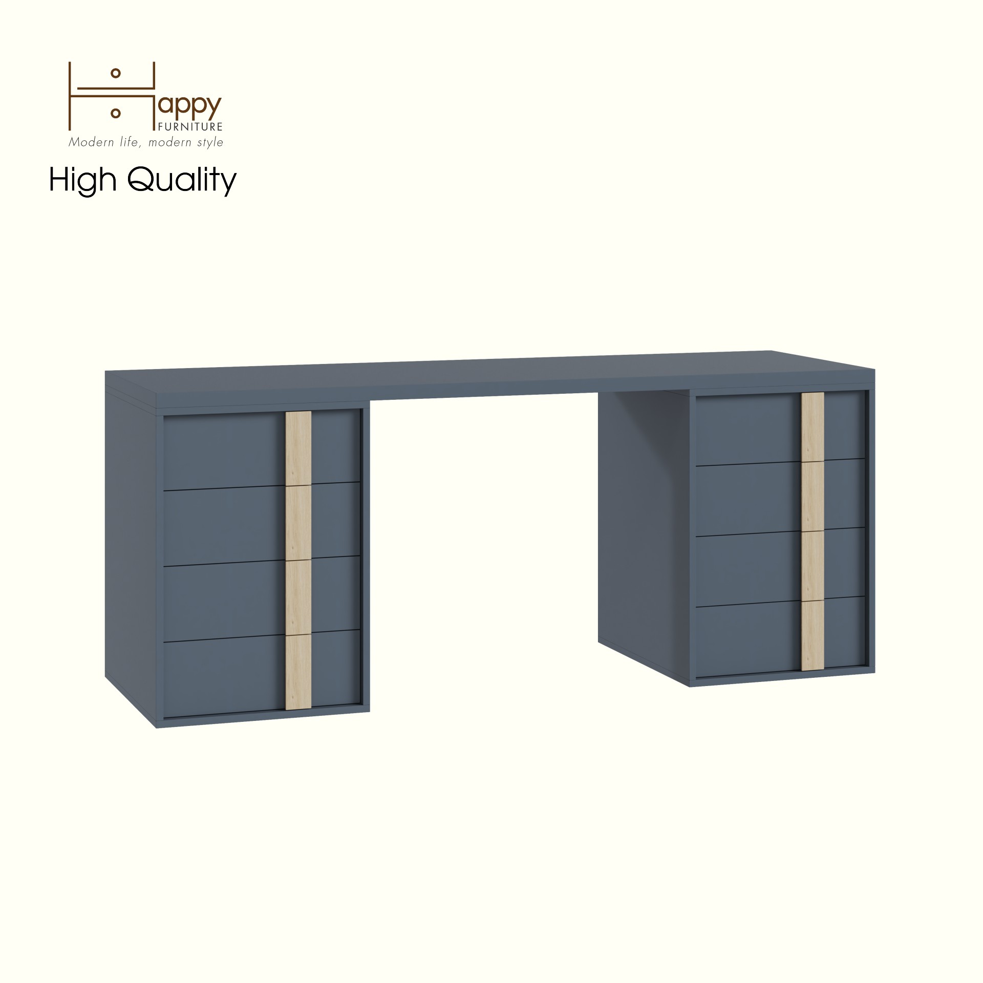 HAPPY FURNITURE , Bàn làm việc 8 ngăn kéo - SPACE, BAN_145 , 180cm x 59cm x 75cm DxRxC