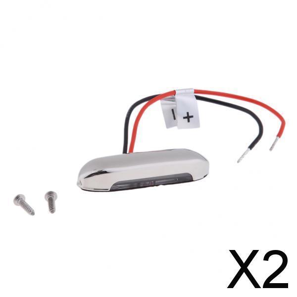 2x12V Oblong RV Boat Blue LED Step Stair Light Stainless Steel Clear Lens