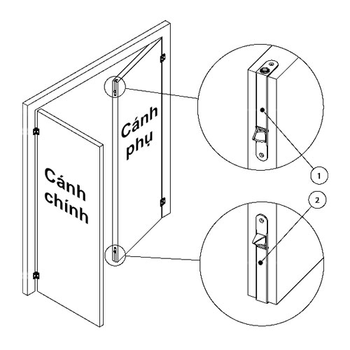 Chốt cửa inox tự động Glaze ( dùng cho cửa 2 cánh đóng cùng lúc )