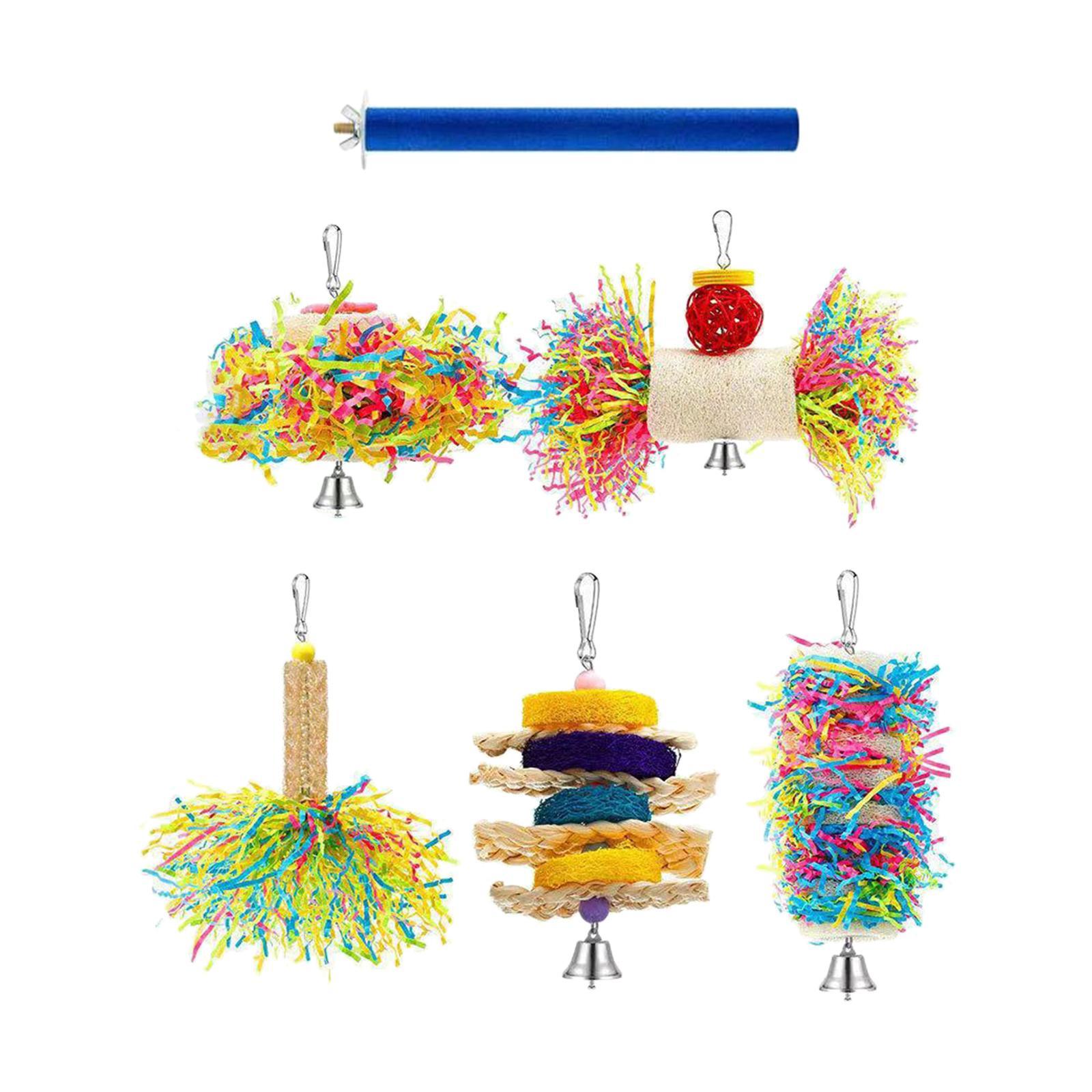 6x Parrot Cage Hanging Toys Hanging Activity Bell Budgie Birds Swing Chewing