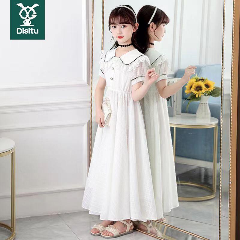 SHUANGYAN Dees thỏ cô gái ăn 2023 mùa hè trung bé lớn váy công chúa phong cách phương Tây cô gái học sinh trung học chiffon đầm