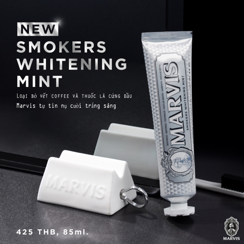Kem đánh răng cho người hút thuốc và uống coffee Marvis Smokers Whitening Mint Italy 85ml