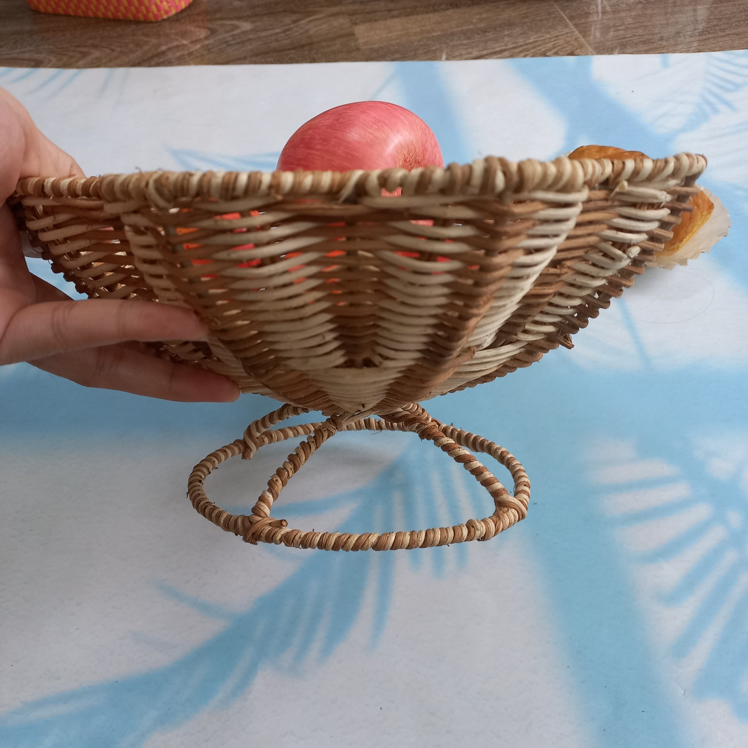 Rổ Mây Đan Tự Nhiên Hình Hoa Đẹp Có Đế Đựng Hoa Qủa, Đồ Dùng, Đi Picnic Decor Chụp Ảnh Đẹp