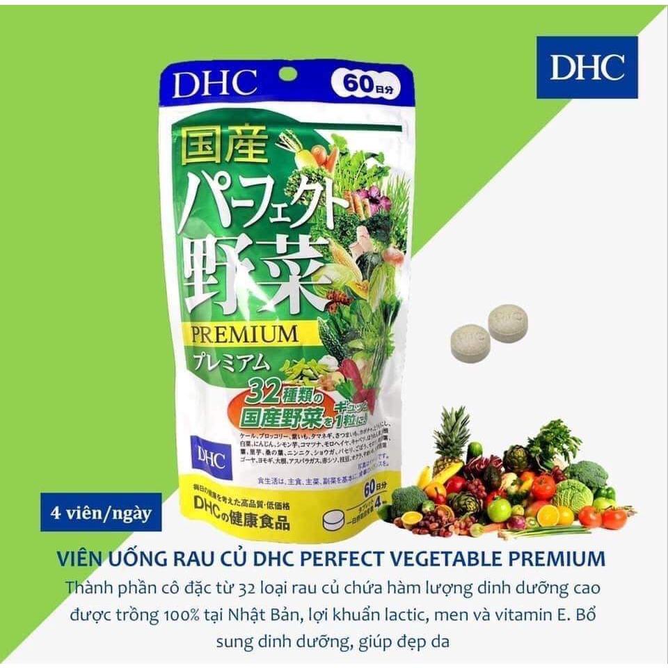 Viên Uống DHC Perfect Vegetable Premium Rau Củ Quả Nhật Bản Tổng Hợp Bổ Sung Chất Xơ, Giảm Nổi Mụn, Nóng Trong, Làm Đẹp Da