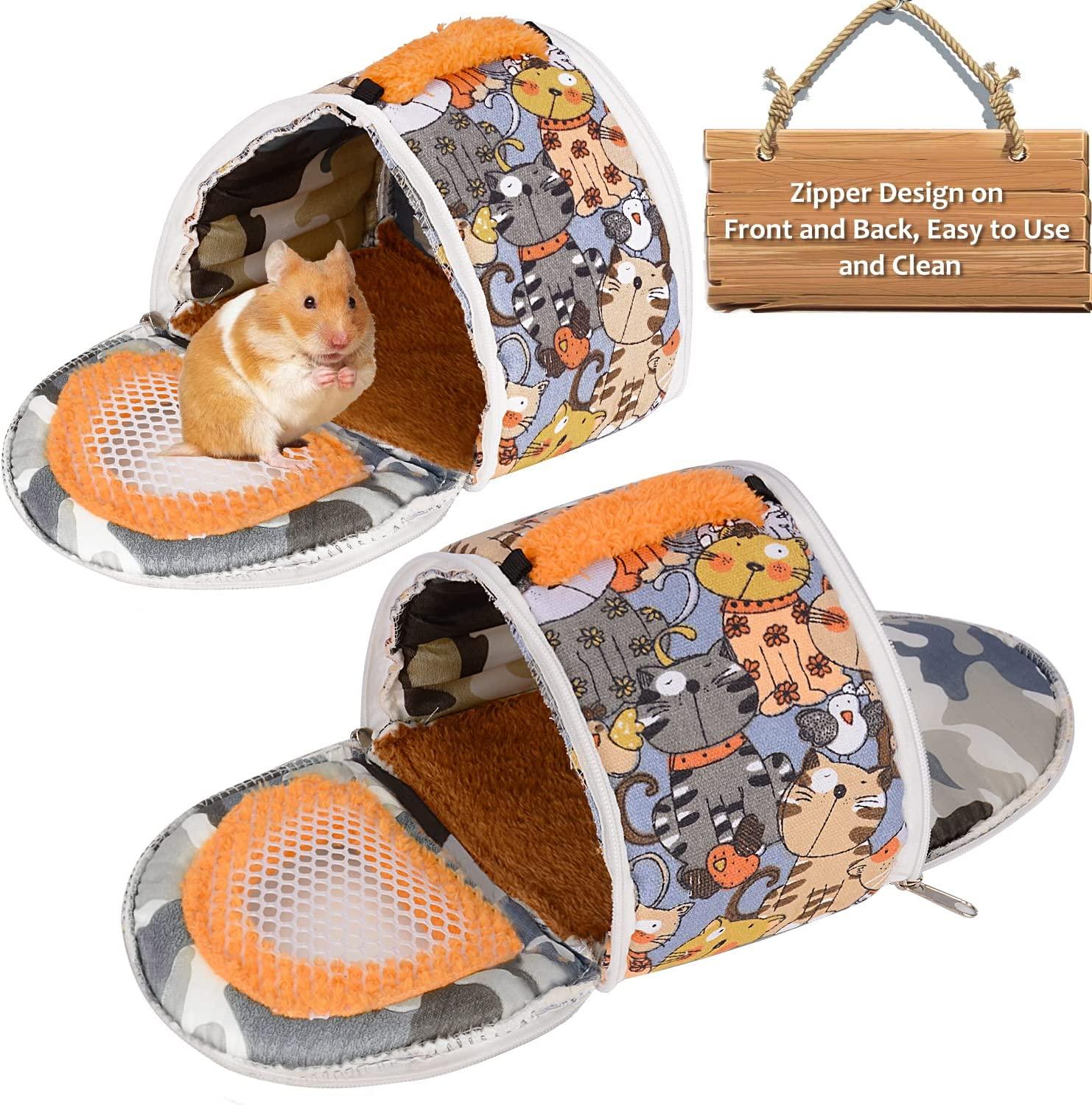 Giường hamster, giường ẩn vật nhỏ di động với dây đeo có thể tháo rời, dây kéo đôi thoáng khí trong túi du lịch, giường động vật nóng cho chuột đồng, nhím, chinchilla, thỏ