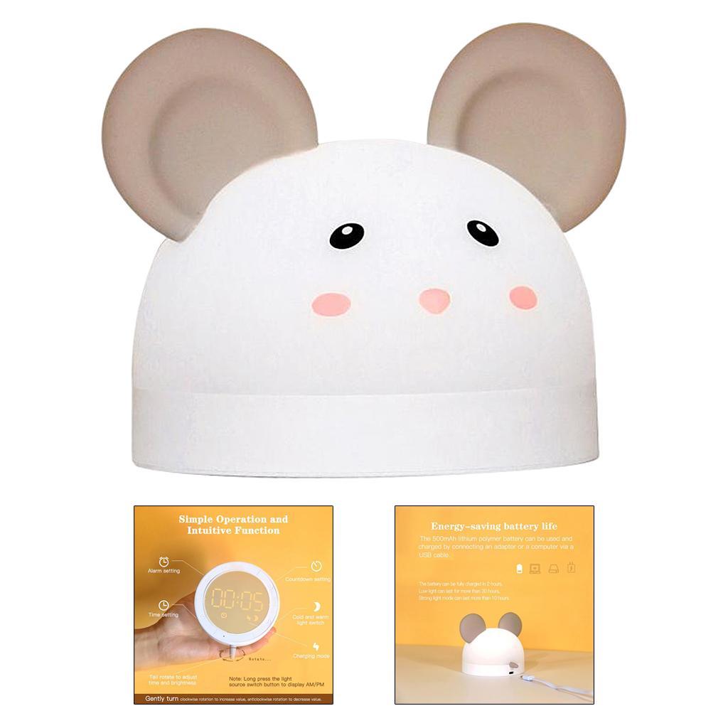 Modern LED Kids Digital Alarm Clock Table Rechargeable Nightlight