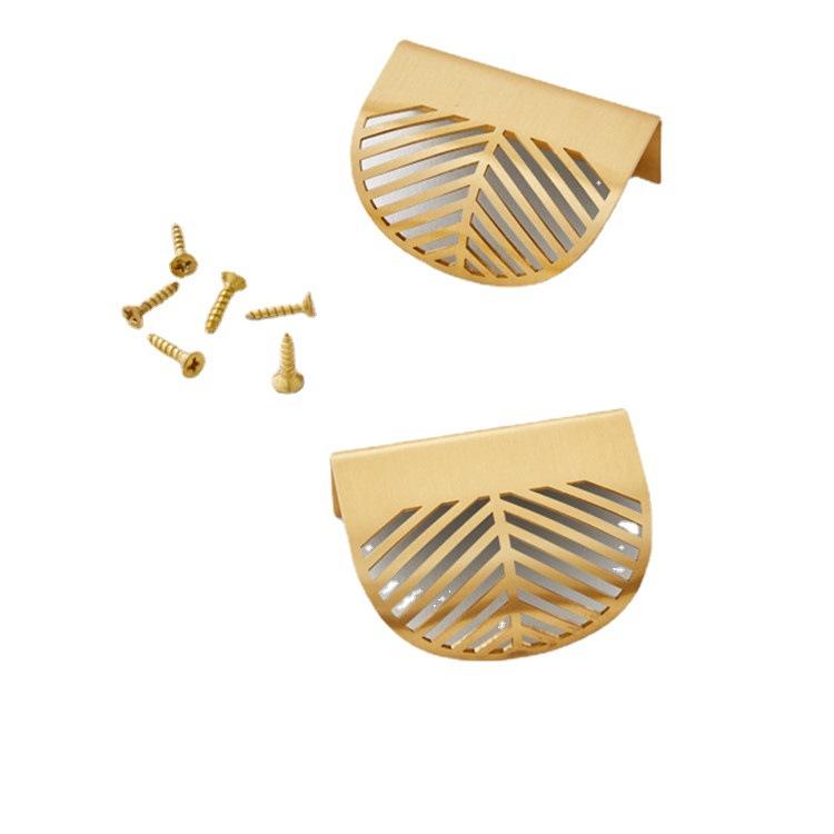 2PCS Hình dạng tấm tủ áo len đồng thau Dor nhà bếp tay cầm ngăn kéo cửa đồng