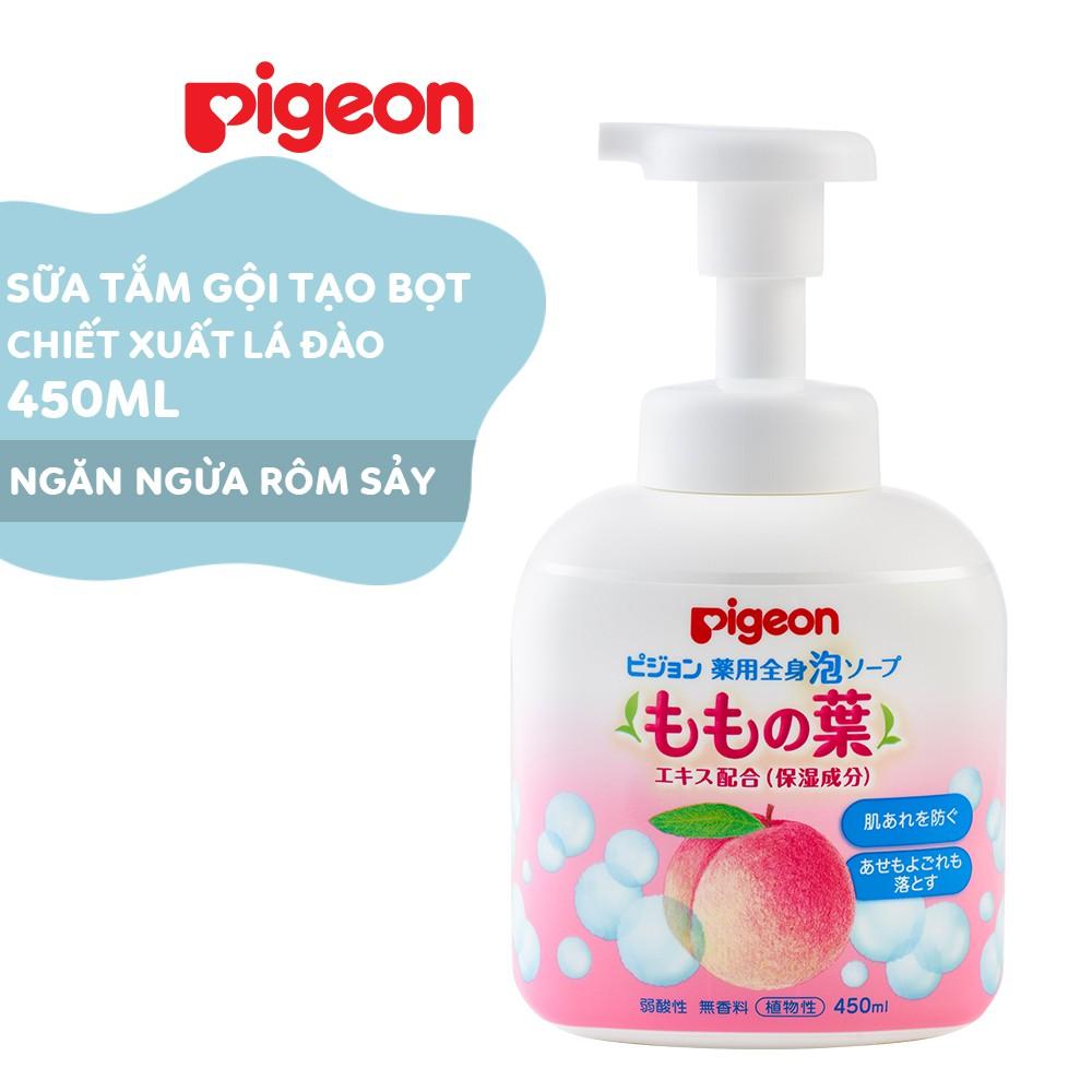 [MUA LÀ CÓ QUÀ] Sữa tắm gội tạo bọt chiết xuất lá đào Pigeon 450ml - HSD: 01/2024