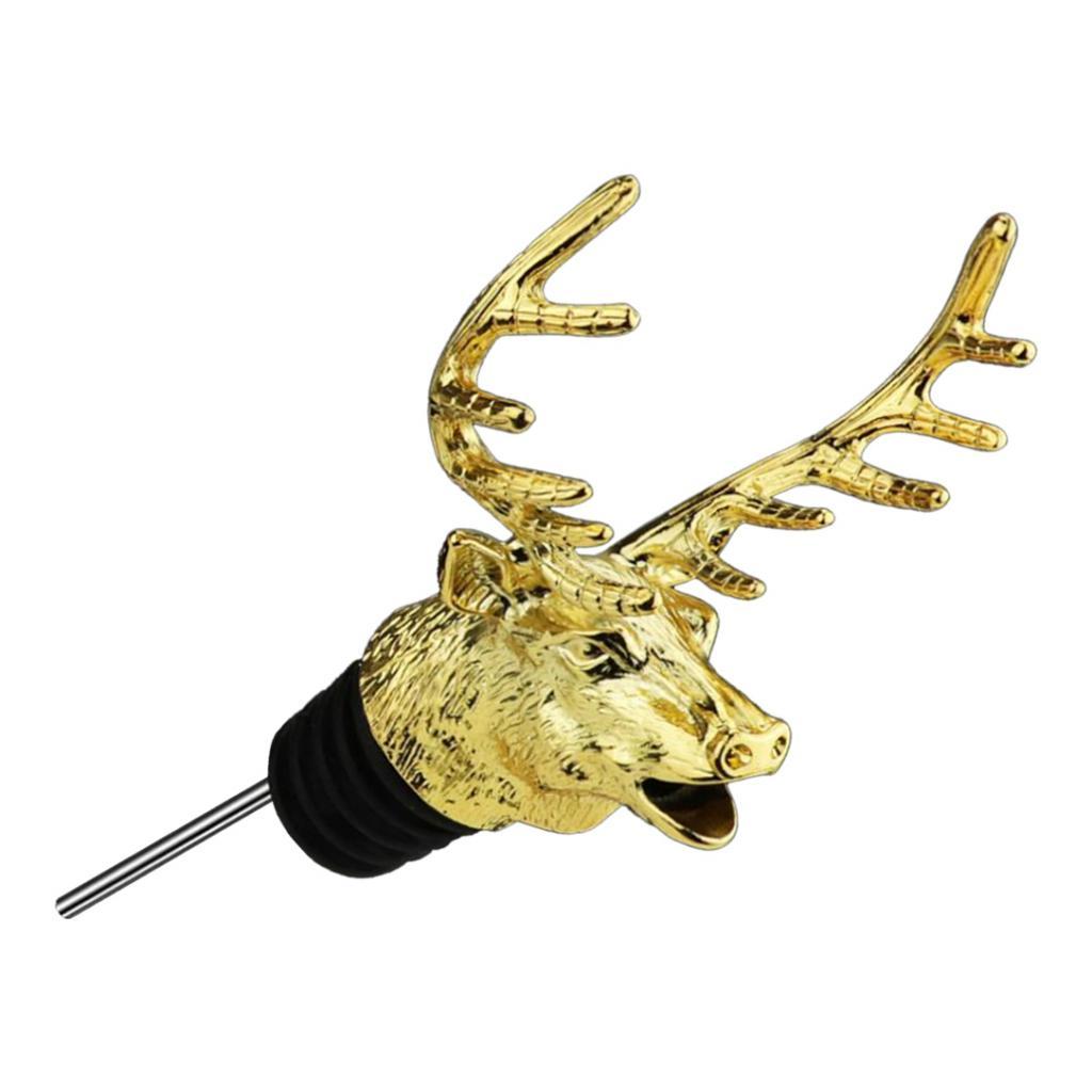 2PCS Deer Head Unique Wine Bottle Caps Wine Aerators Liquor Pourer Bar Tool