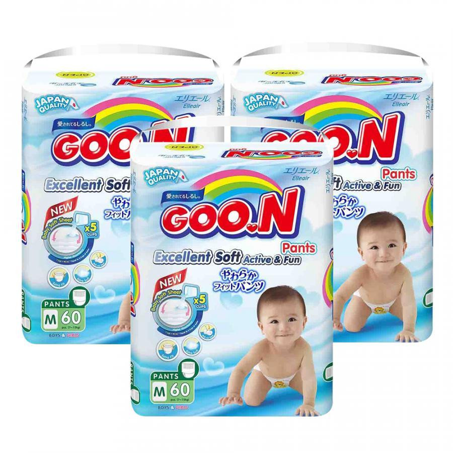 Combo 3 Gói Tã Quần Goo.n Slim Gói Cực Đại M60 (60 Miếng)