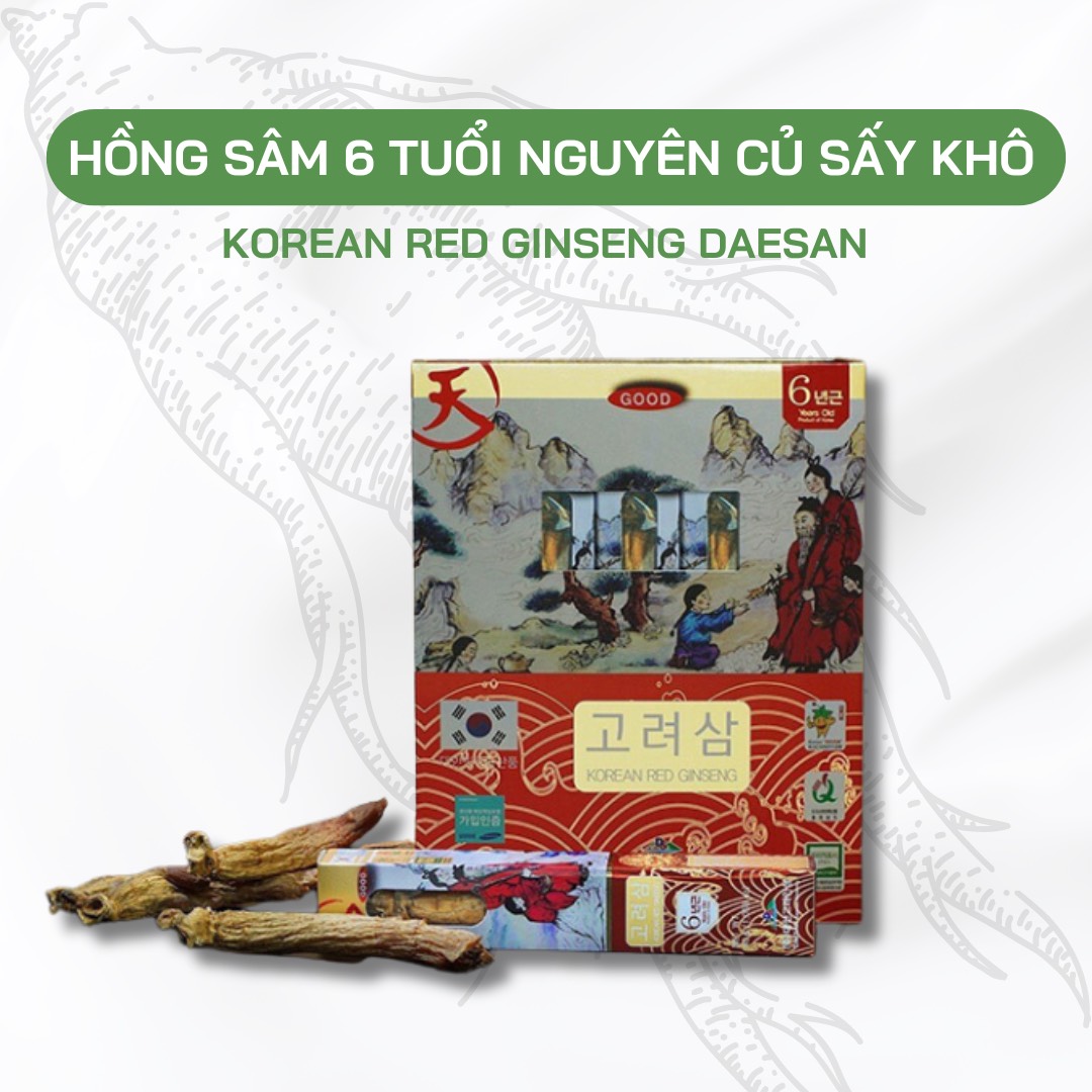 Hồng Sâm Củ Khô 6 Năm Tuổi Daesan Hàn Quốc Sante365 - 10 Củ x 30g